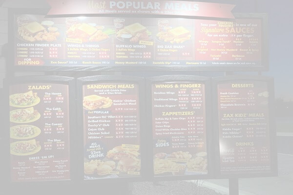 Zaxby’s menu with prices 2024